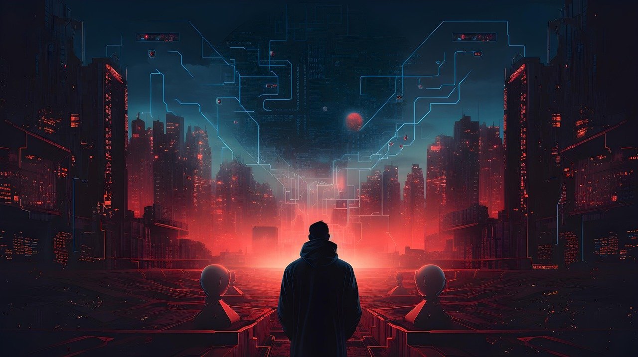 ai generated, man, hacker, programmer, cybersecurity, dystopia, futuristic, society, city, space, galaxy, science, fiction, internet, technology, programmer, cybersecurity, dystopia, dystopia, dystopia, dystopia, dystopia